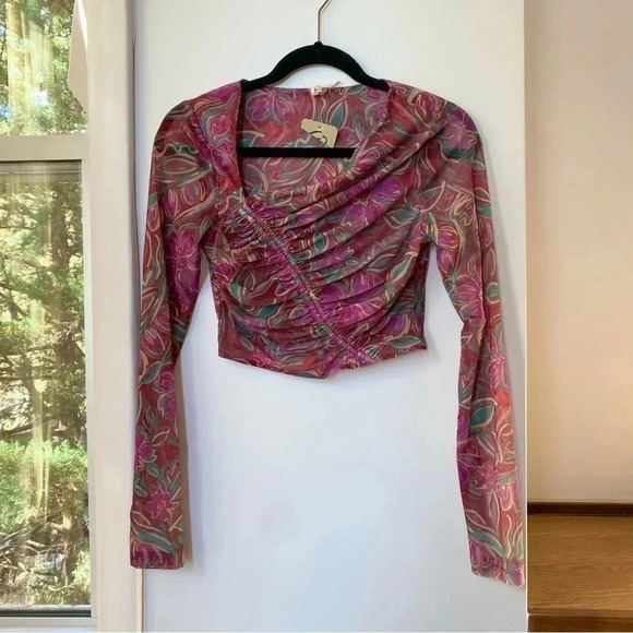 New Free People Supernova Set Two Piece Skirt Crop Top Long Sleeve Purple Small - Picture 11 of 14